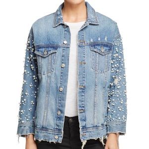 Sunset and Spring Pearl Embellished Denim Jacket